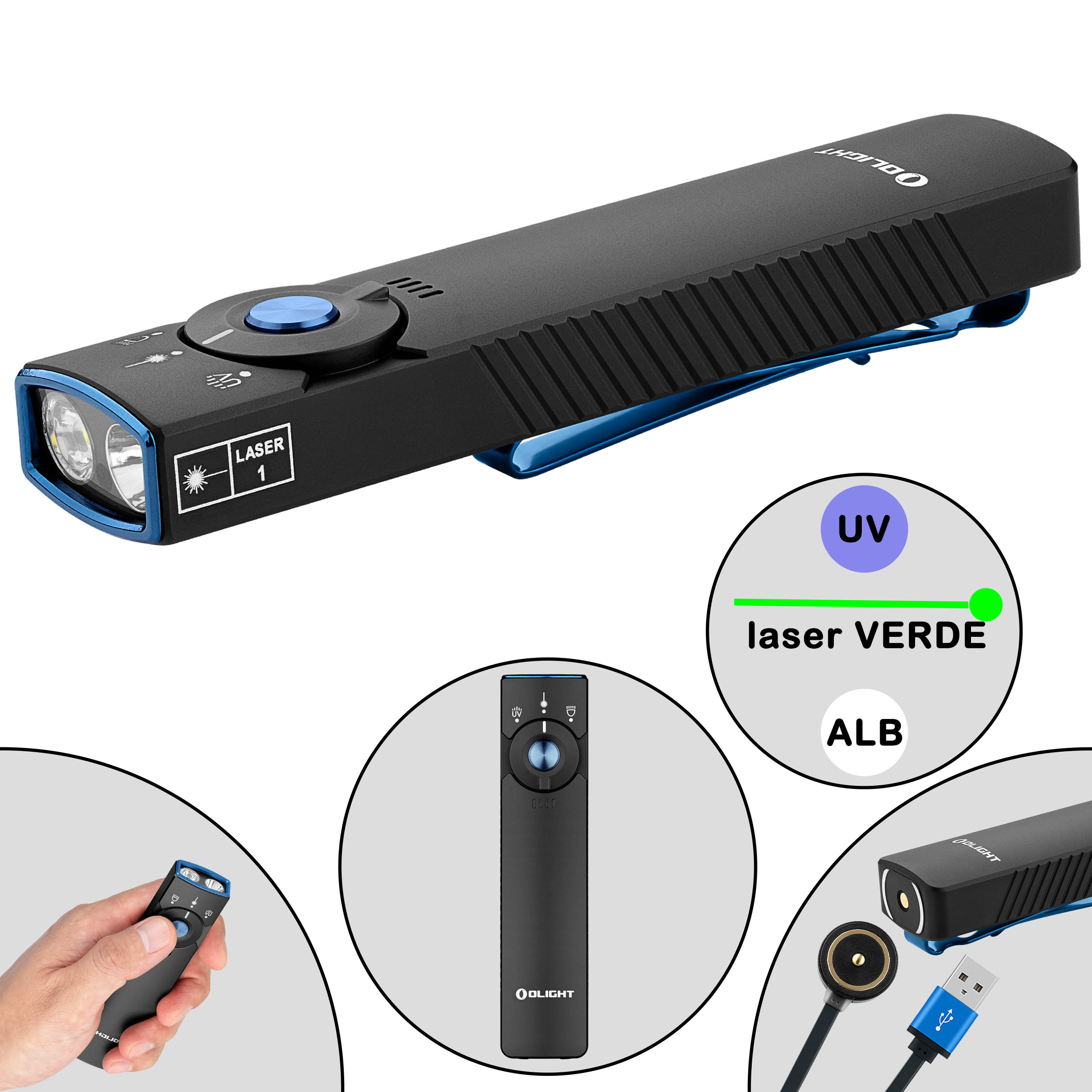 Lanterna Olight Arkfeld PRO cu uv si laser verde